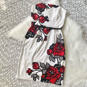 Beautiful floral strapless dress with belt